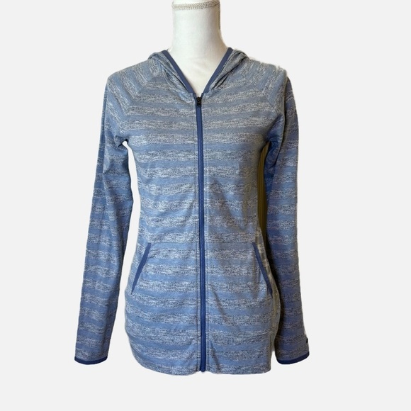 Columbia Women’s Wannacut Ridge Hoodie Light Blue Striped Jacket Size Small - Picture 1 of 9